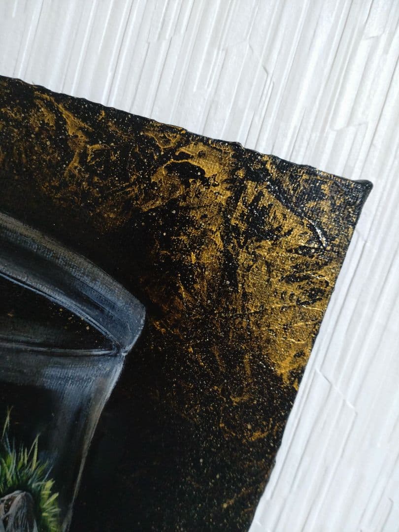 テラリウムの油絵【威厳】1点物の原画アート/作者サイン入り/F3号キャンバス