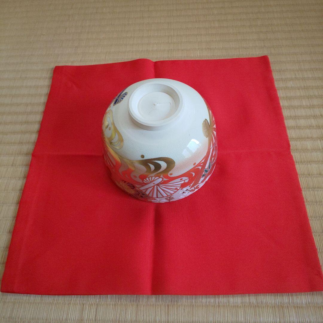 A 194 色絵扇面茶碗 押小路窯 ( 新品未使用品 )