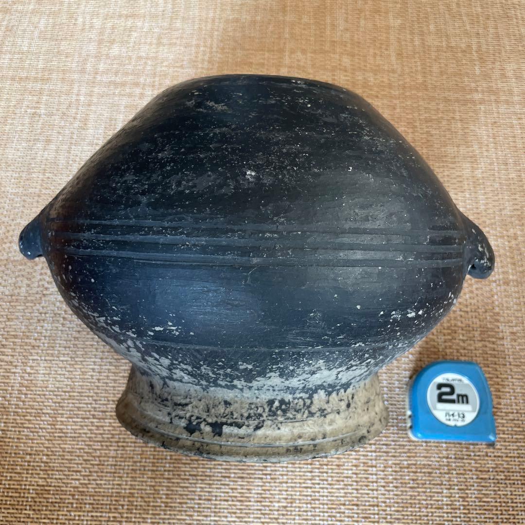 中国古美術　黒陶　壺　竜山文化　Chiping Black Pottery