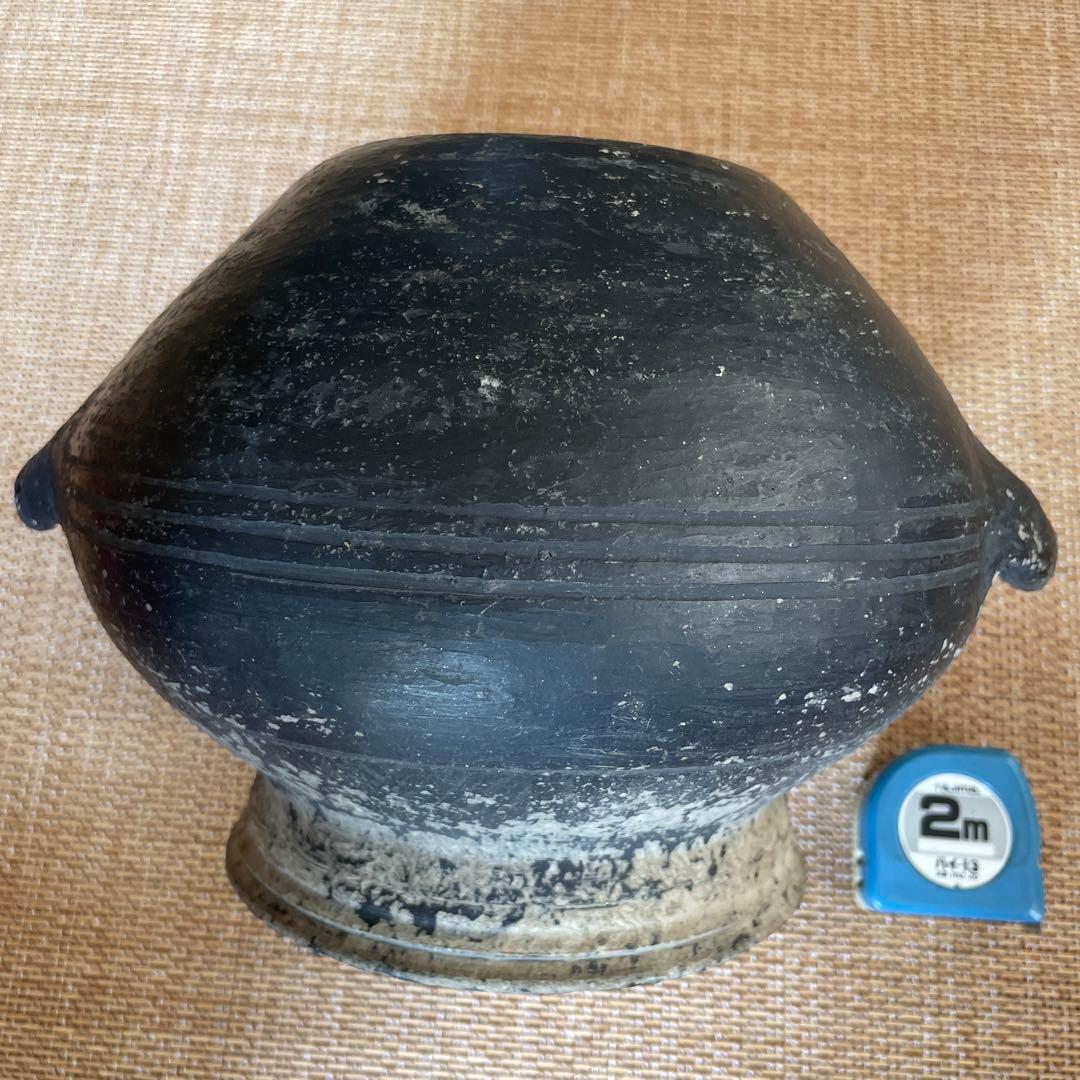 中国古美術　黒陶　壺　竜山文化　Chiping Black Pottery