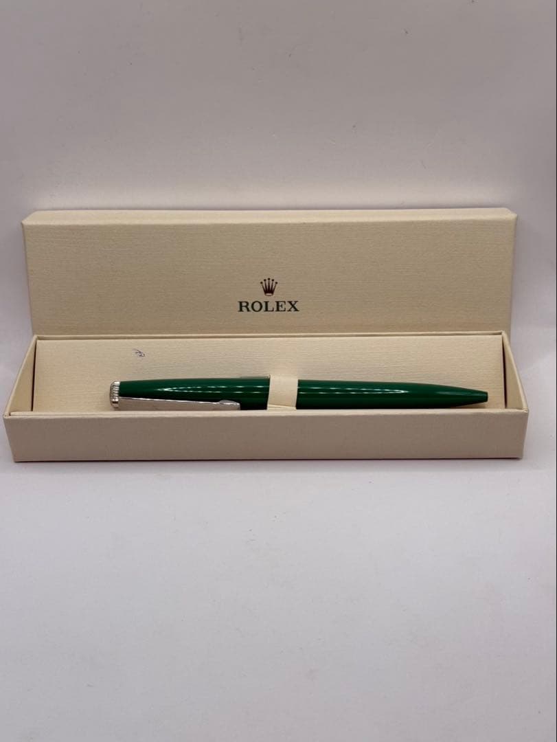 ROLEX 緑色 ボールペン 専用ケース付き