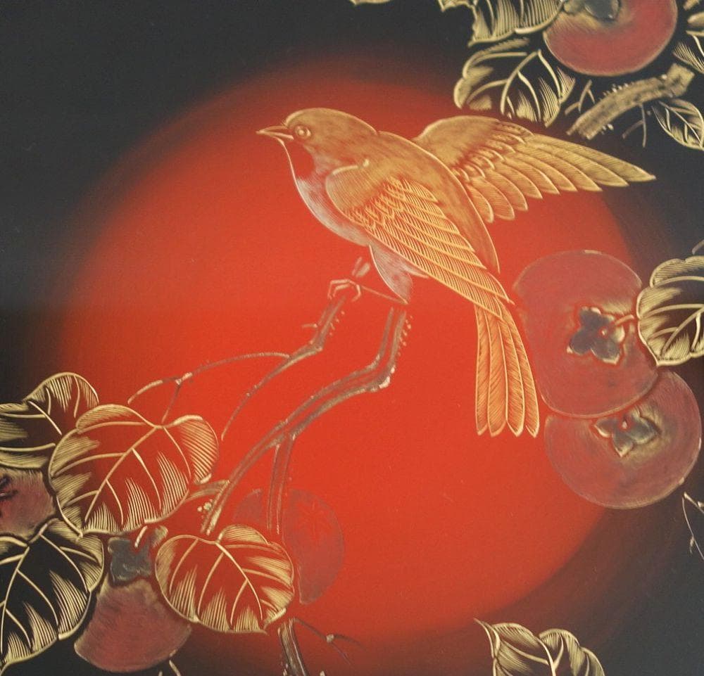 未使用 輪島塗 沈金 めじろ 硯箱