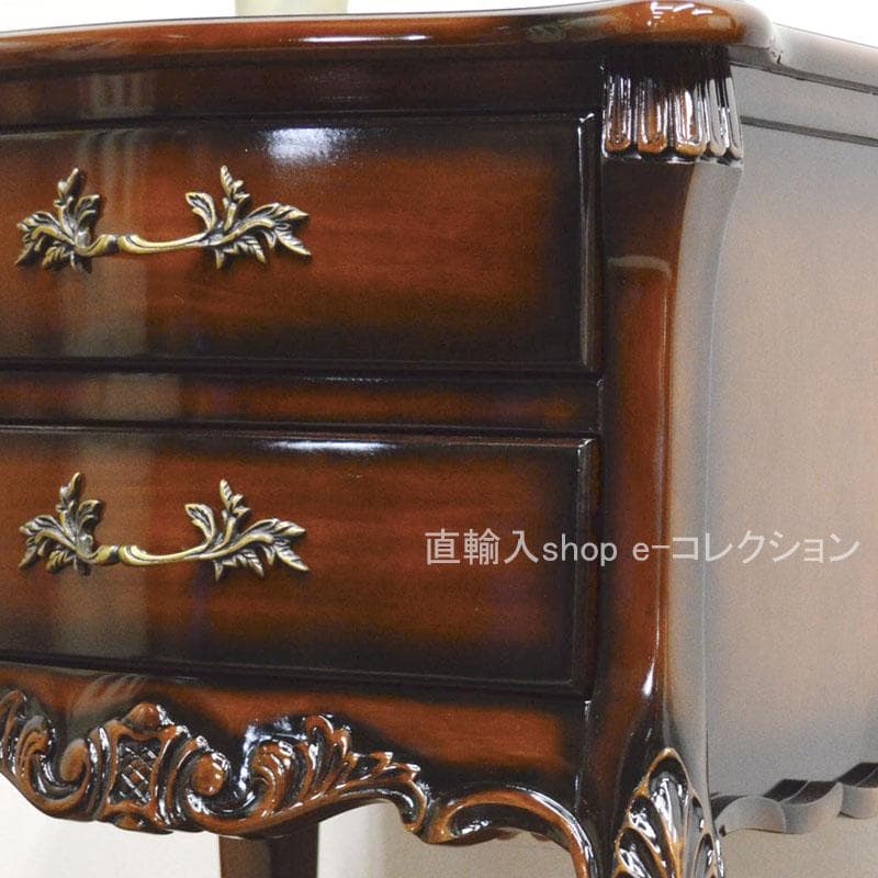 マホガニー ナイトテーブル ベッドサイドテーブル 2段引出し 収納 アンティーク