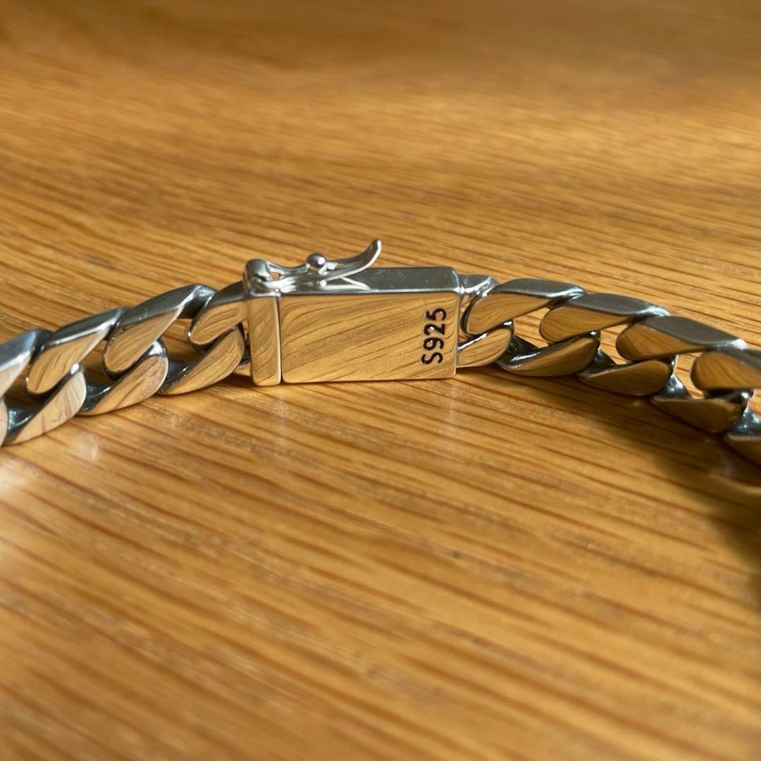 シルバー925鑑定済 喜平チェーンブレスレット キューバン8mm×20cm