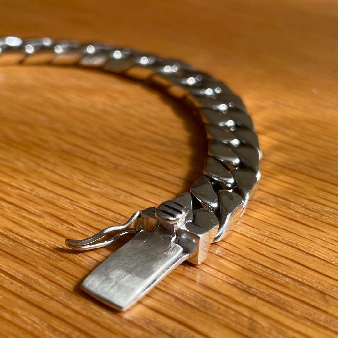 シルバー925鑑定済 喜平チェーンブレスレット キューバン8mm×20cm