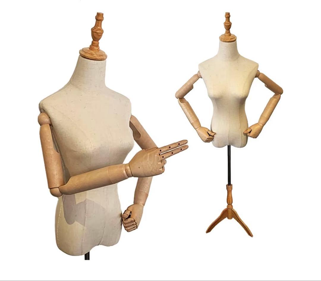 トルソー 9号 木目調 可動式 腕付 マネキン 腕取り外し可能