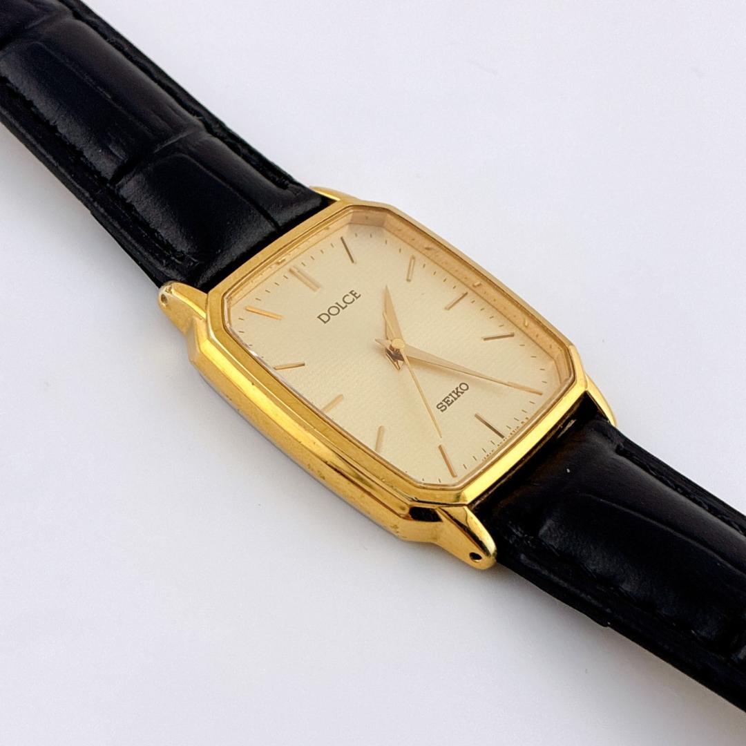 【電池交換済】SEIKO　DOLCE　腕時計　新品ベルト　クォーツ　ゴールド