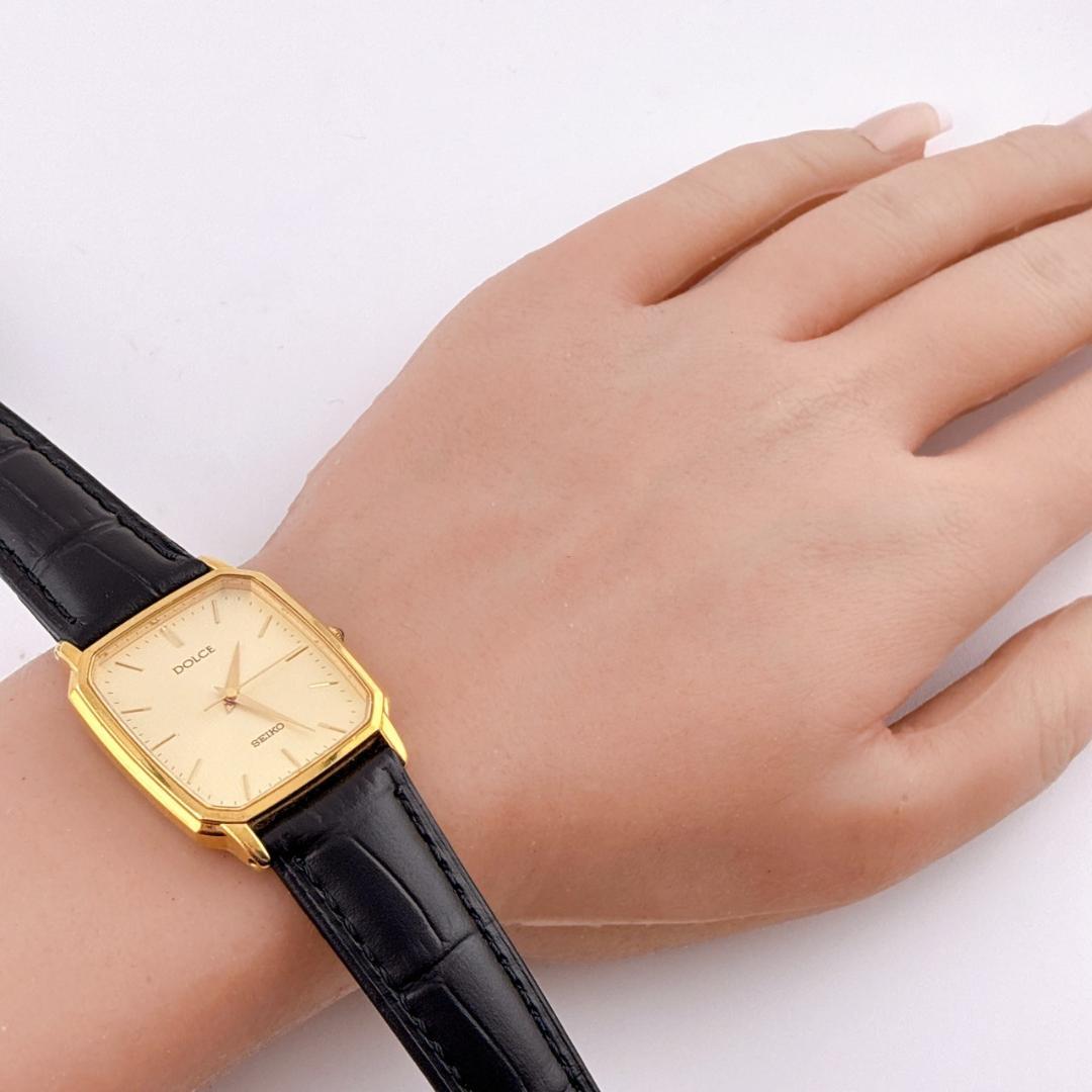 【電池交換済】SEIKO　DOLCE　腕時計　新品ベルト　クォーツ　ゴールド