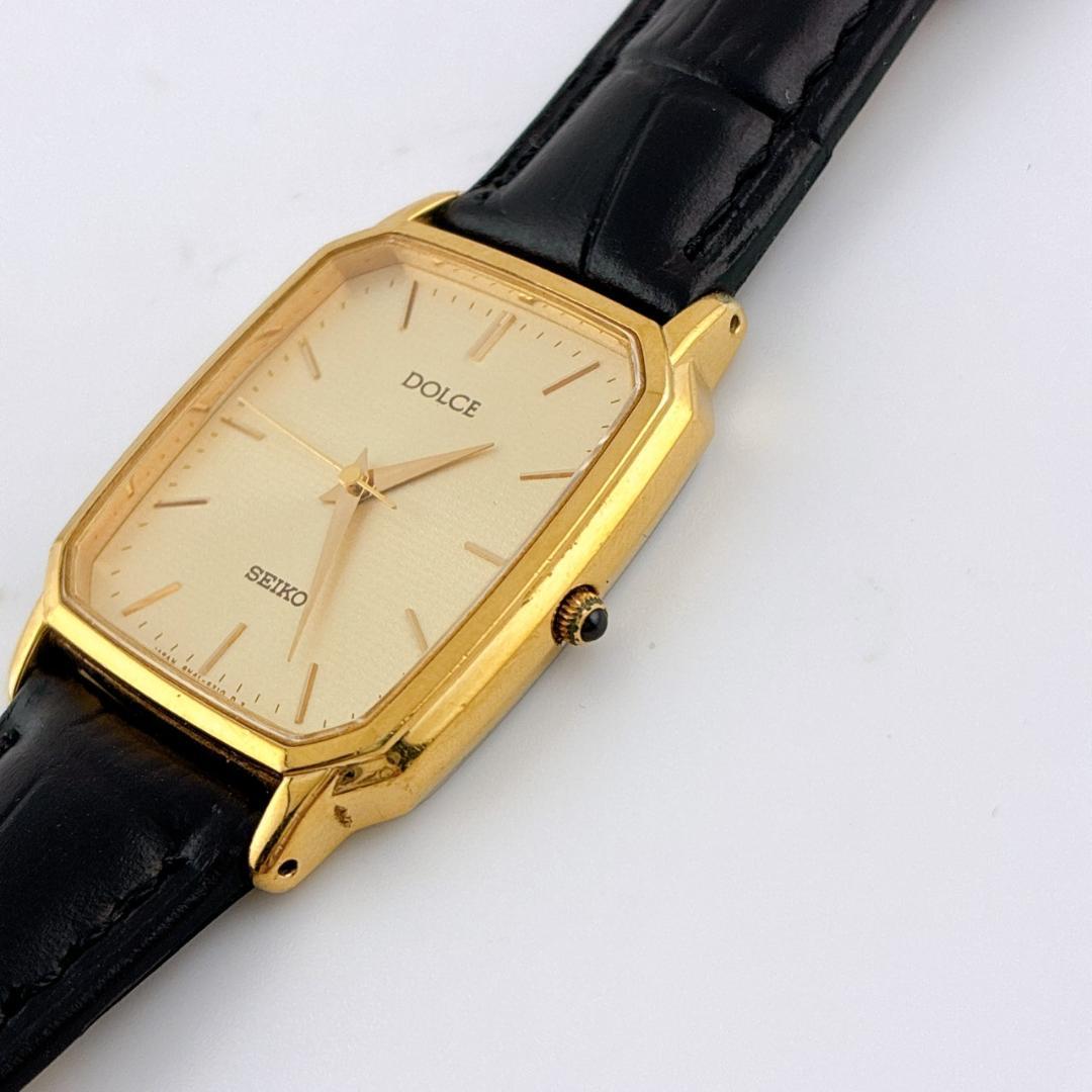 【電池交換済】SEIKO　DOLCE　腕時計　新品ベルト　クォーツ　ゴールド