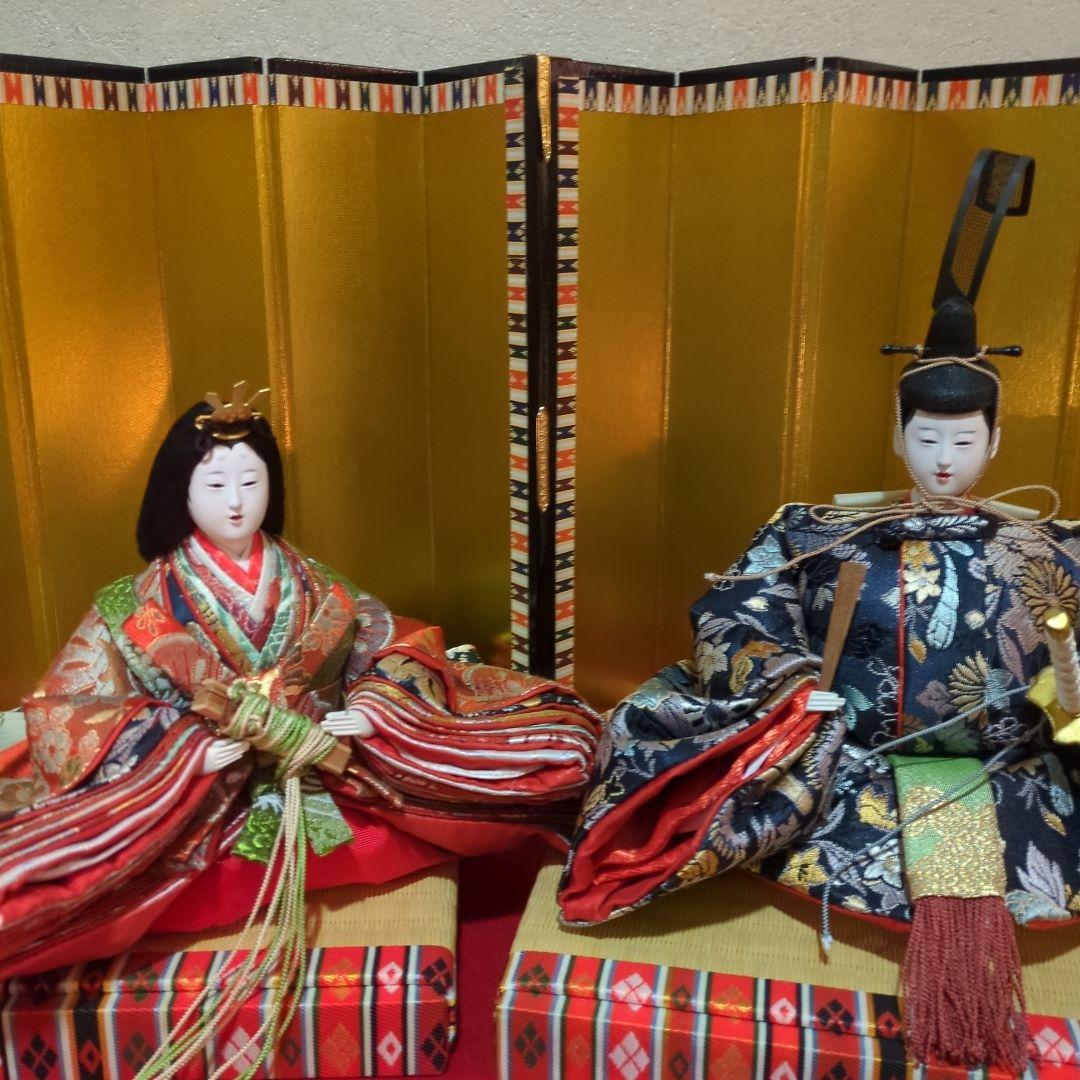 小出松寿　正絹古典親王飾　収納式 雛人形　コンパクト