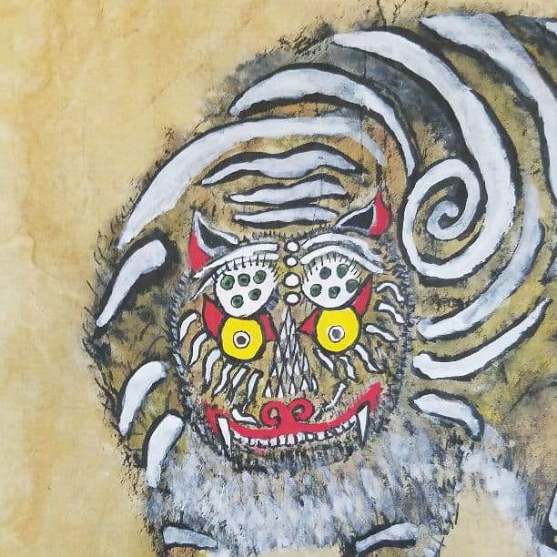 【値下げ】作者不詳　朝鮮民画　虎ノ圖　紙本　肉筆