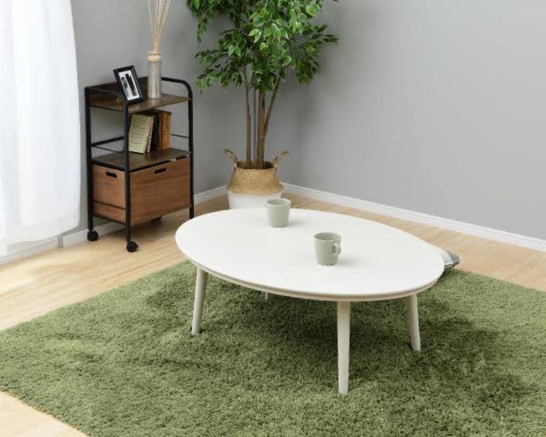 新品未使用箱不良　山善　テーブルこたつ 楕円形　CTK-1053S（WW）