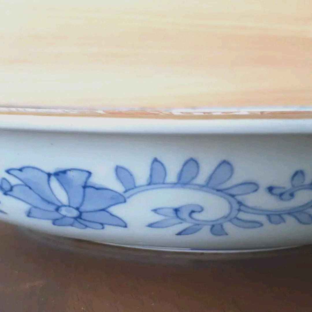 金彩色絵染付　大皿