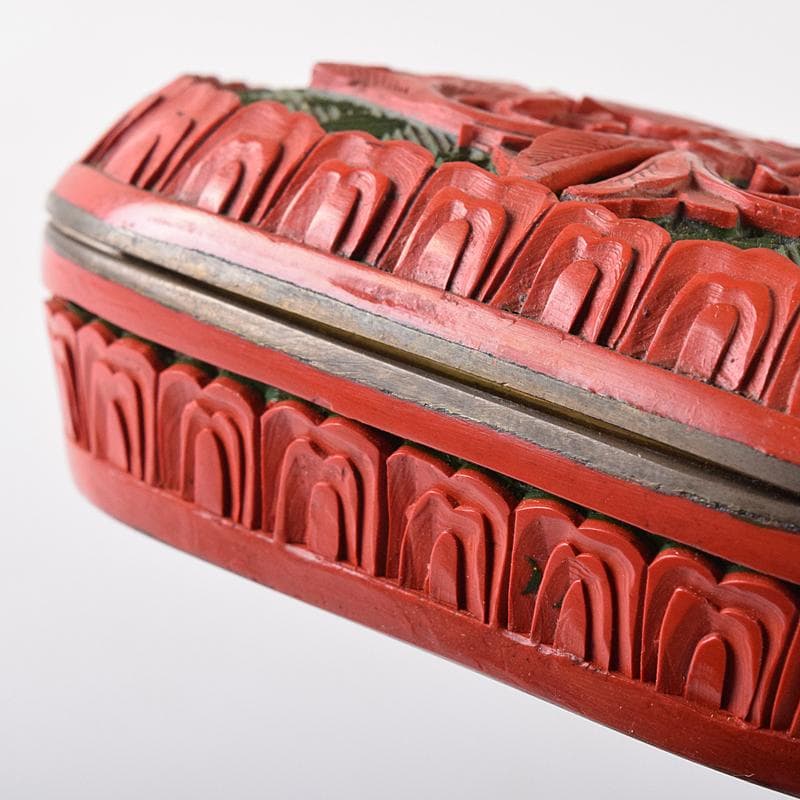 中国　剔紅　堆朱　内七宝　花文　香合　2点まとめて　D　R8207