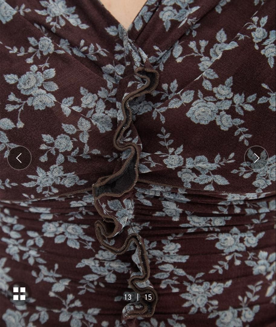 トップス FETICO ROSE VELVET TULLE SHIRRING TOP