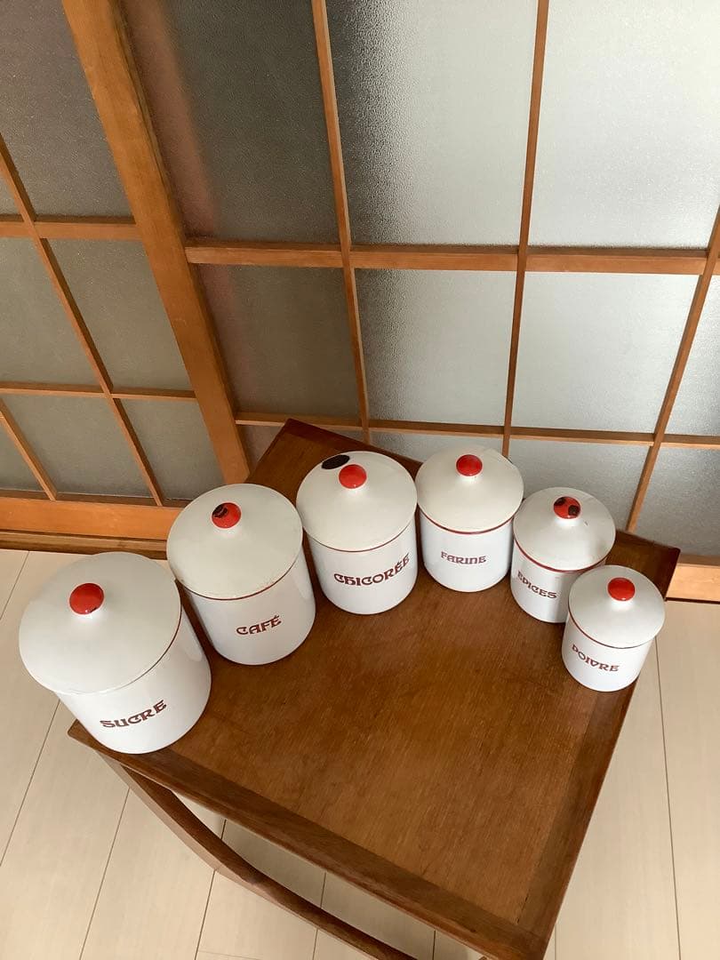 ベルギー　アンティーク　ホーロー　キャニスターセット　①