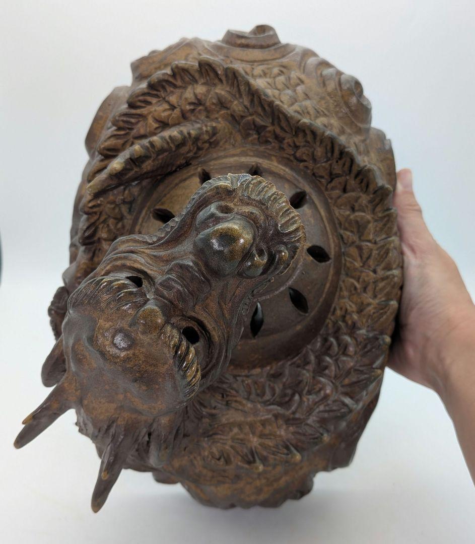 備前焼 龍彫伏香炉（大） 香爐 香道具 茶道具 置物 竜 尤 ドラゴン お香