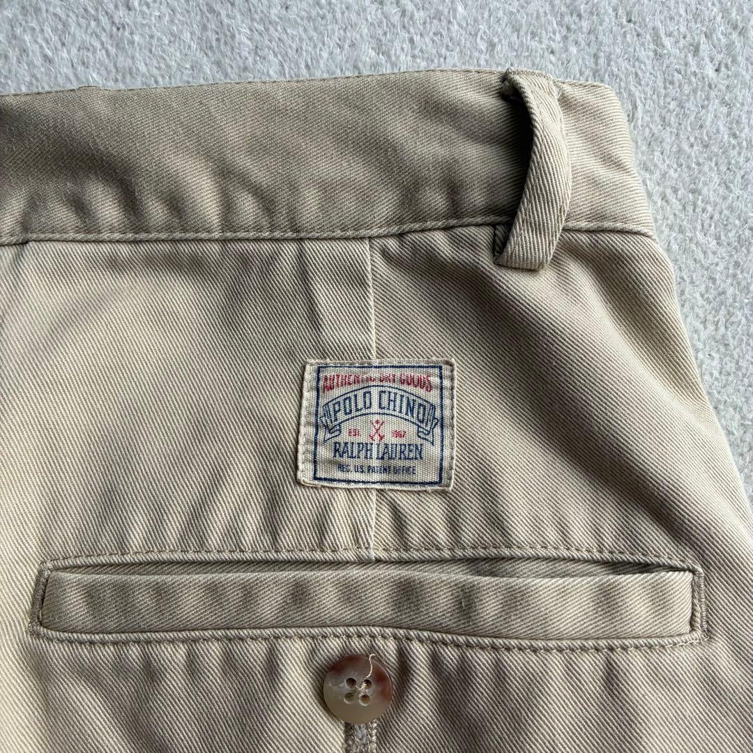 90s ポロバイラルフローレン 初期タグ ツータックチノパン ベージュ W31