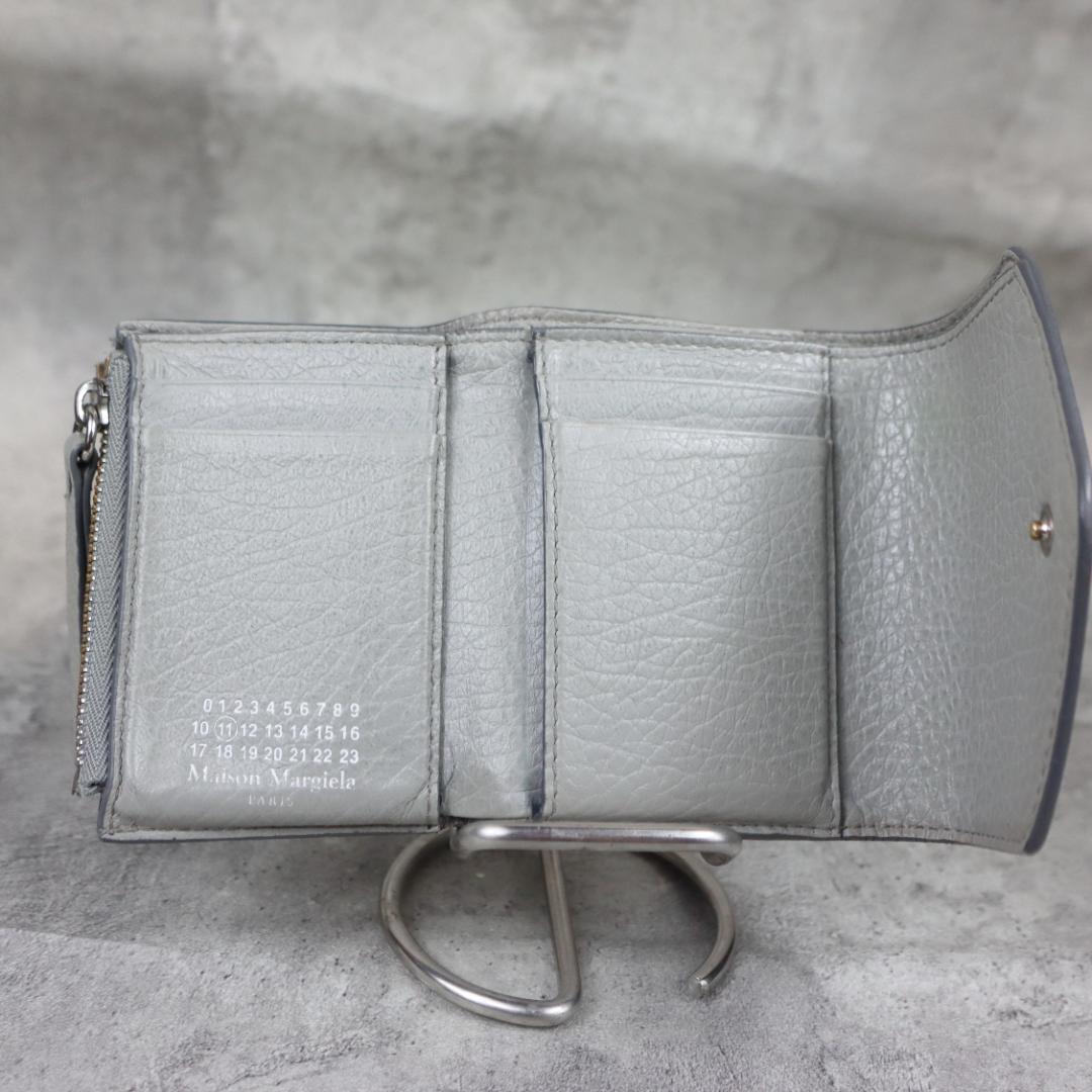 Maison Margiela 三つ折り 財布 レザー グレー ステッチ