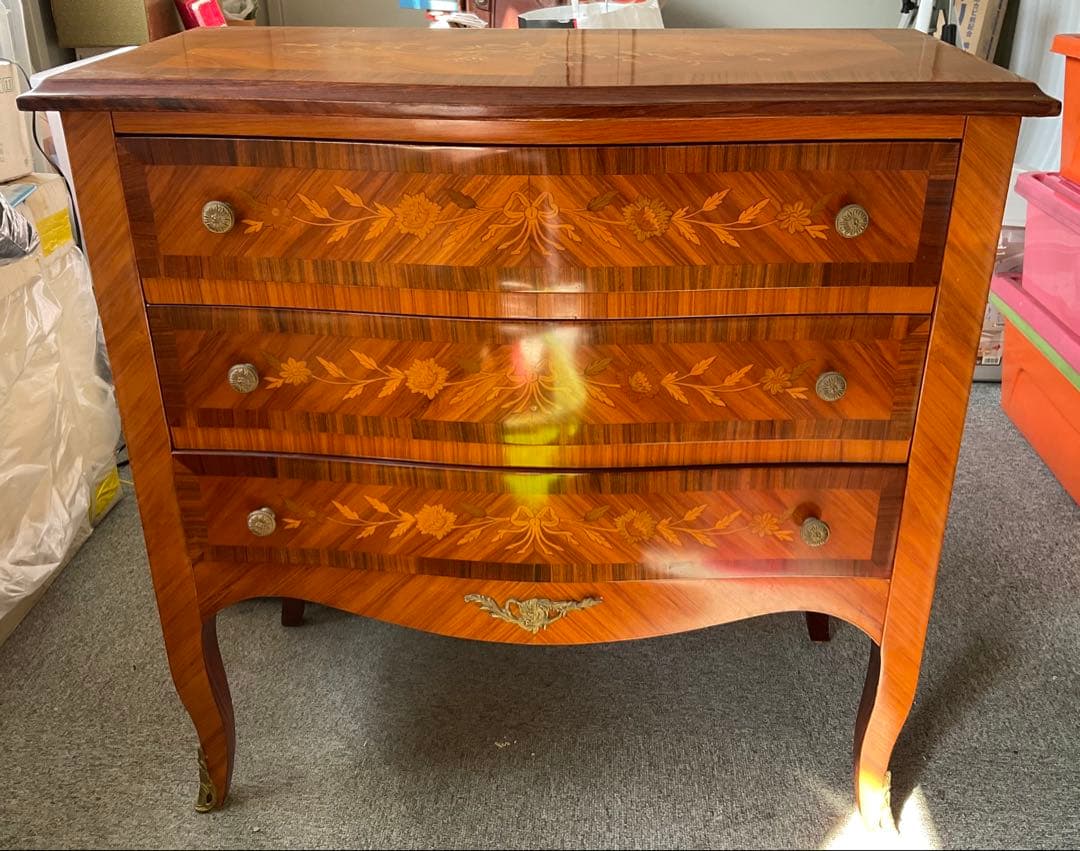 木製装飾チェスト 3段　猫脚　イタリア