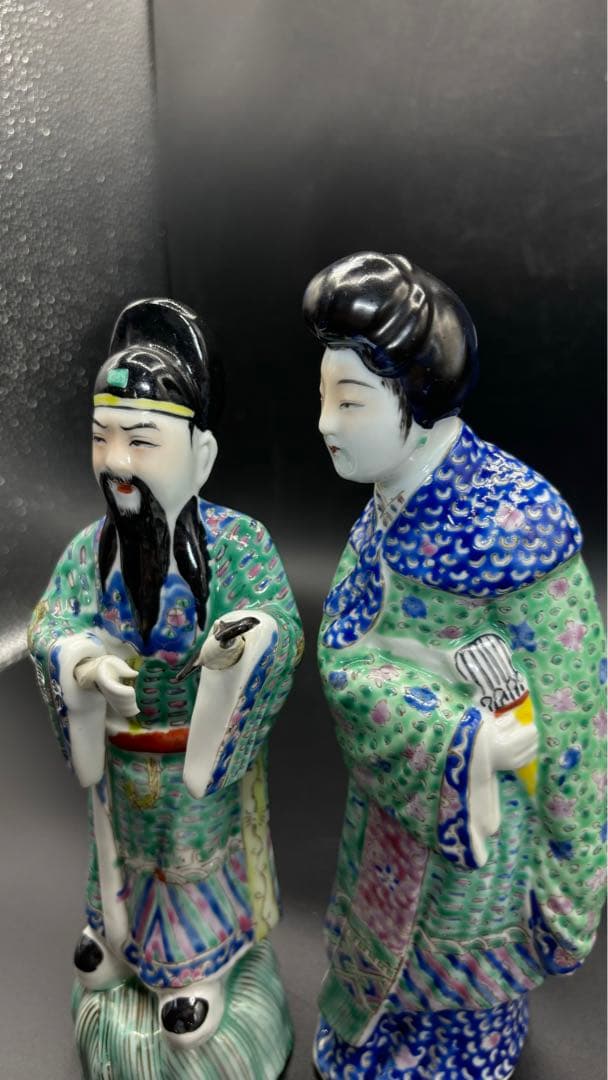 中国美術 古玩 色絵陶人形 陶器人形 高さ約26cm 置物 オブジェ 古董品