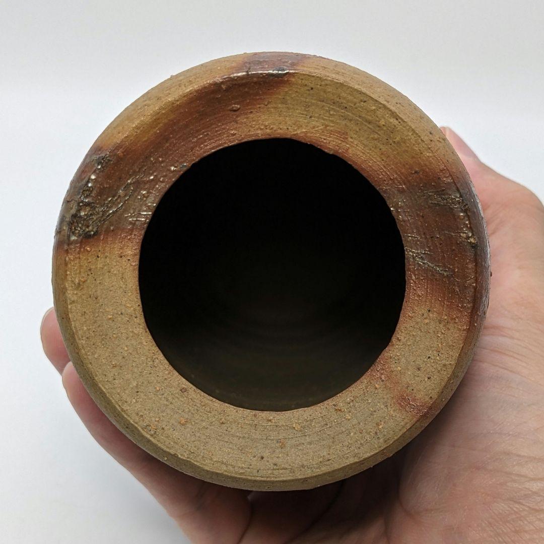 岡山県重要無形文化財 藤原建 備前焼 緋襷筒花入 四方桟共箱 花器 花瓶 置物