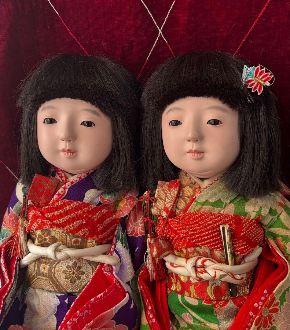 市松人形 國光ペア 日本人形 ビスクドール 和人形 アンティークドール