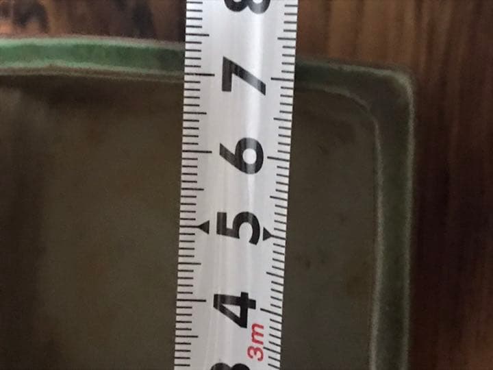 盆栽鉢　超美品時代陶翠緑釉正方雲足ミニ盆栽鉢