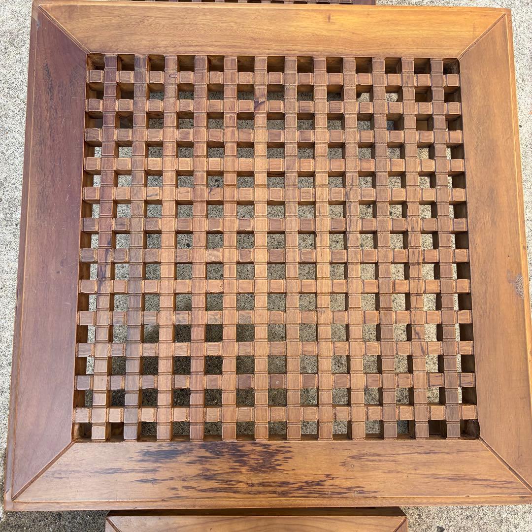 ローテーブル　ローチェア2脚セット　コーヒーテーブル　アンティーク　アジアン