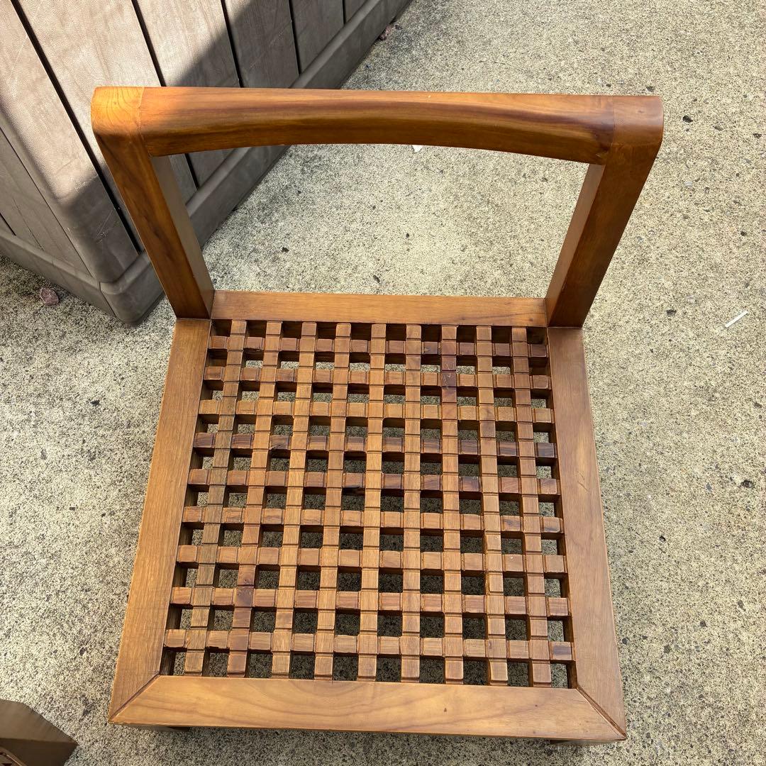 ローテーブル　ローチェア2脚セット　コーヒーテーブル　アンティーク　アジアン