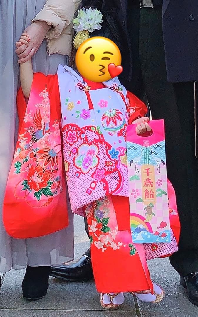 七五三 3歳 着物 セット フルセット 鈴草履 赤 かんざし 大人っぽい レッド