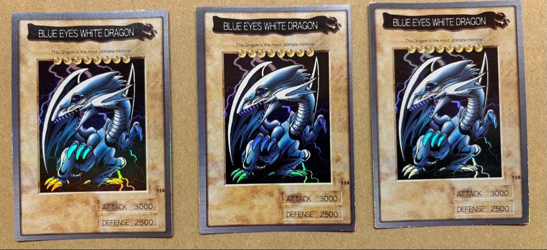 遊戯王　青眼の白龍　1998 BANDAI カードダス　英語版　3枚　セット