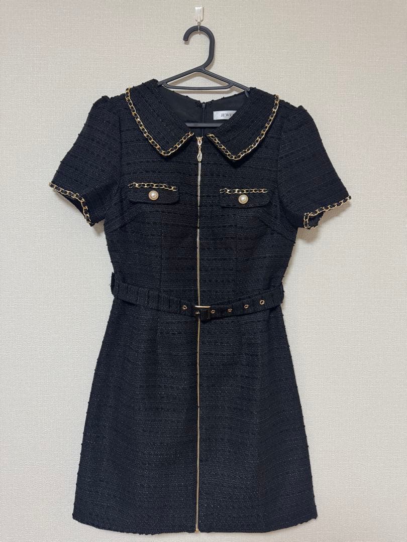 ジュエルズ　ブラックツイードドレス