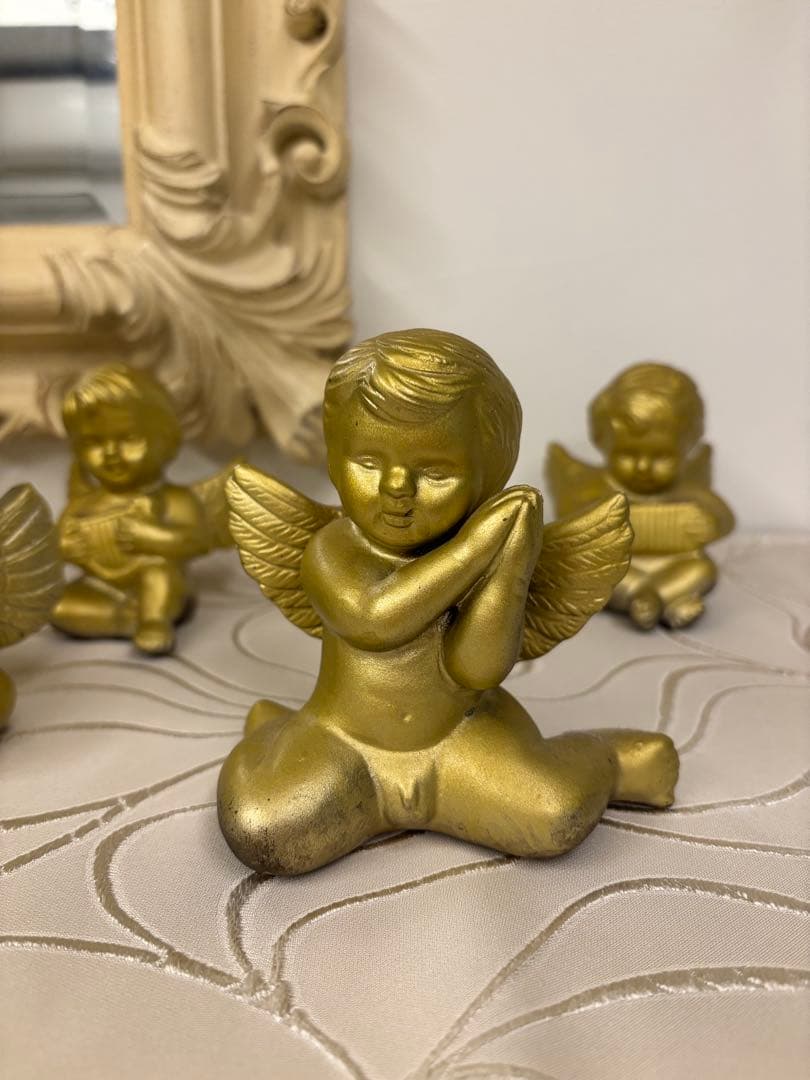 ゴールドの天使の置物 5体セット