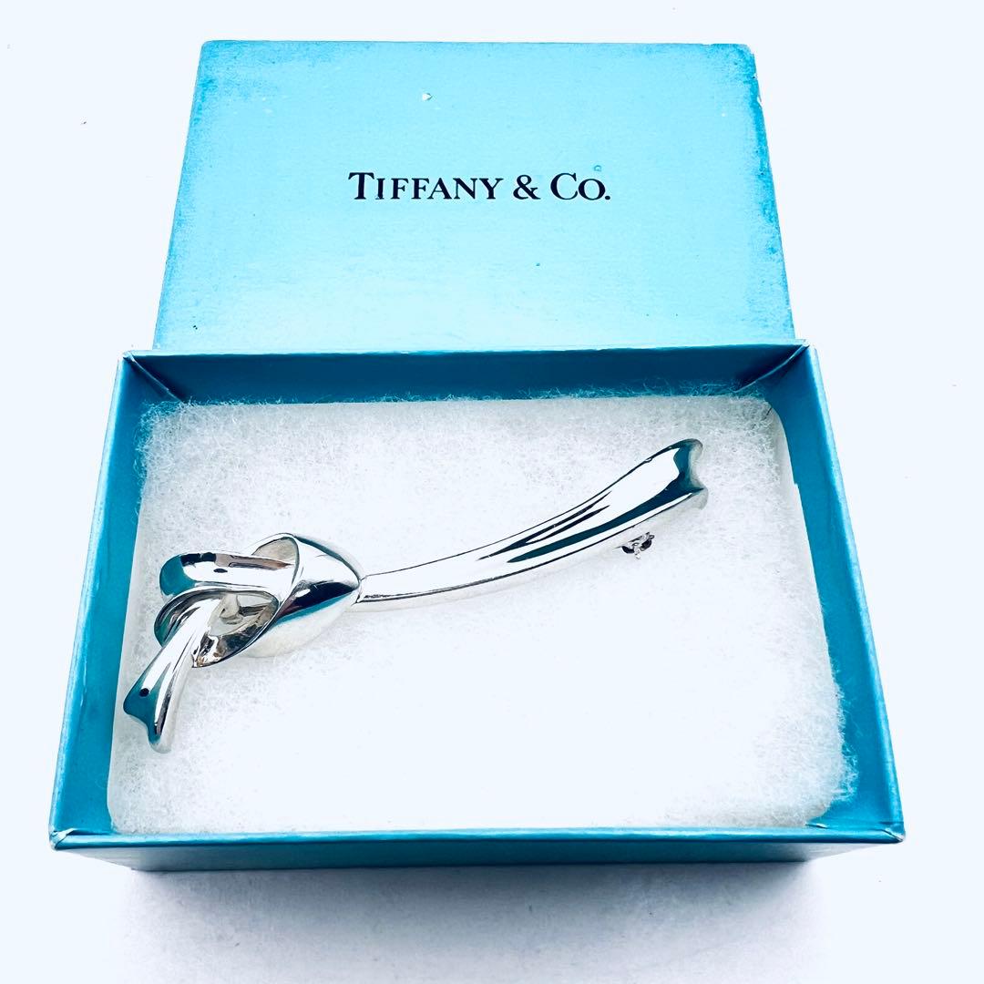 美品✨ティファニー　リボン　ピンブローチ　シルバー　Knot ヴィンテージ