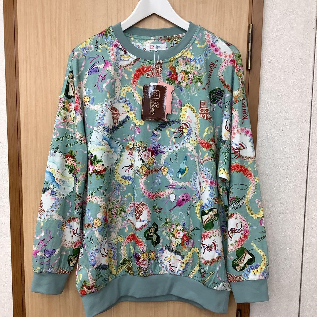 鴨居羊子　TUNIC トレーナー　ルームウエア　パジャマ　メロディフラワー