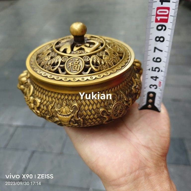 銅器 獅頭炉 五福臨門八宝薫香炉 香道具 装飾品 工芸品 美術品
