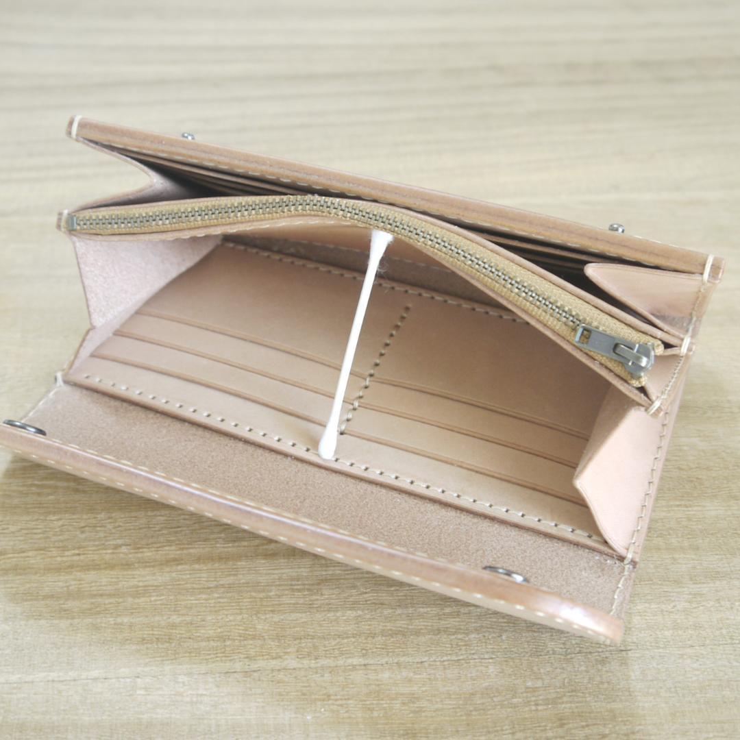 【me.様】　栃木レザー　サドルレザー　赤タグ付　ロングウォレット　三つ折り