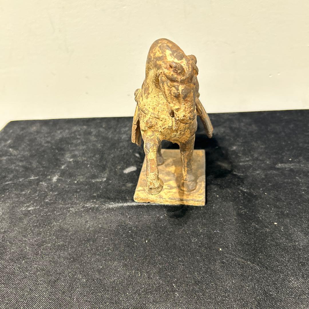 清朝期　紅穂 紅鞍 彫刻文様　清供雅玩　鉄製