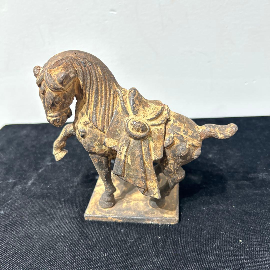 清朝期　紅穂 紅鞍 彫刻文様　清供雅玩　鉄製