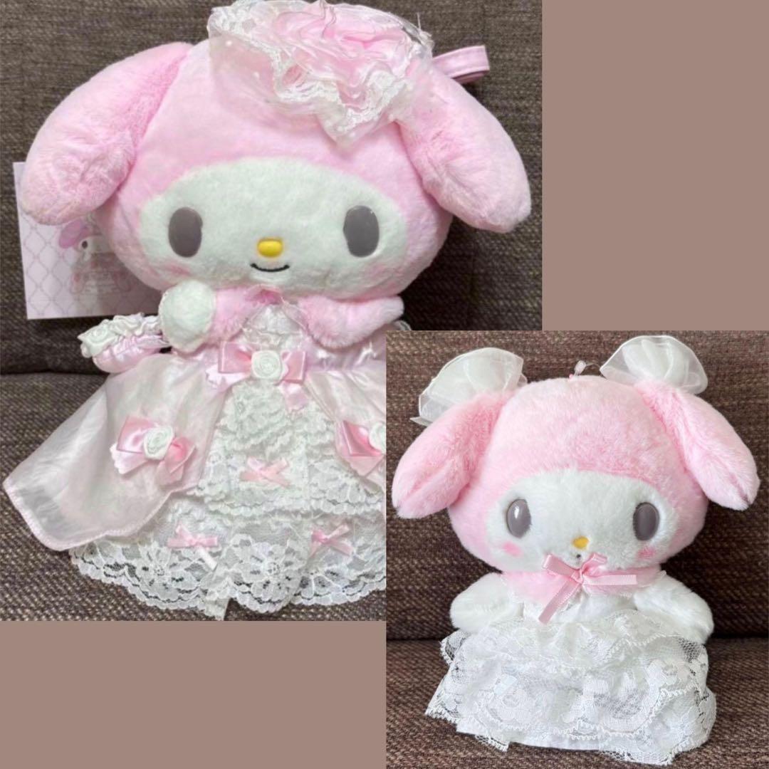 レディマイメロディ　ぬいぐるみ風ショルダーバッグ　マスコットホルダー　ホワイト