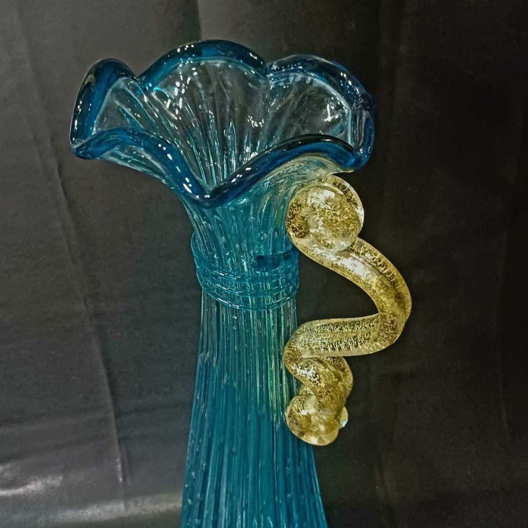 MURANO ムラノ 金彩 コバルトブルー 花器