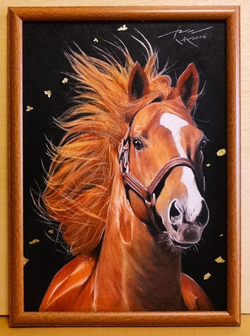 上鈴木正一 油彩画 B4『 オルフェーヴル 』新作原画 超オススメの作品です!!