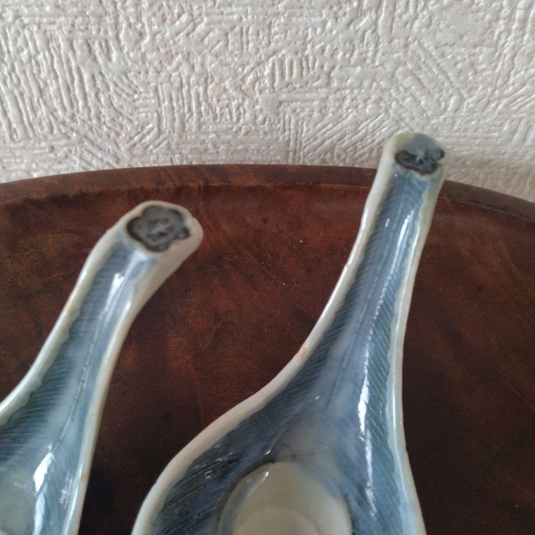 中国古玩青花古染付薄瑠璃宝珠文蓮華二客