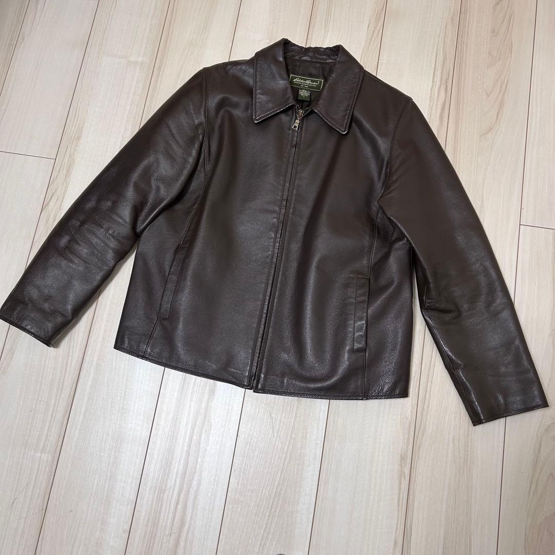 【90s】EDDIE BAUER エディーバウアー レザージャケット ブラウン