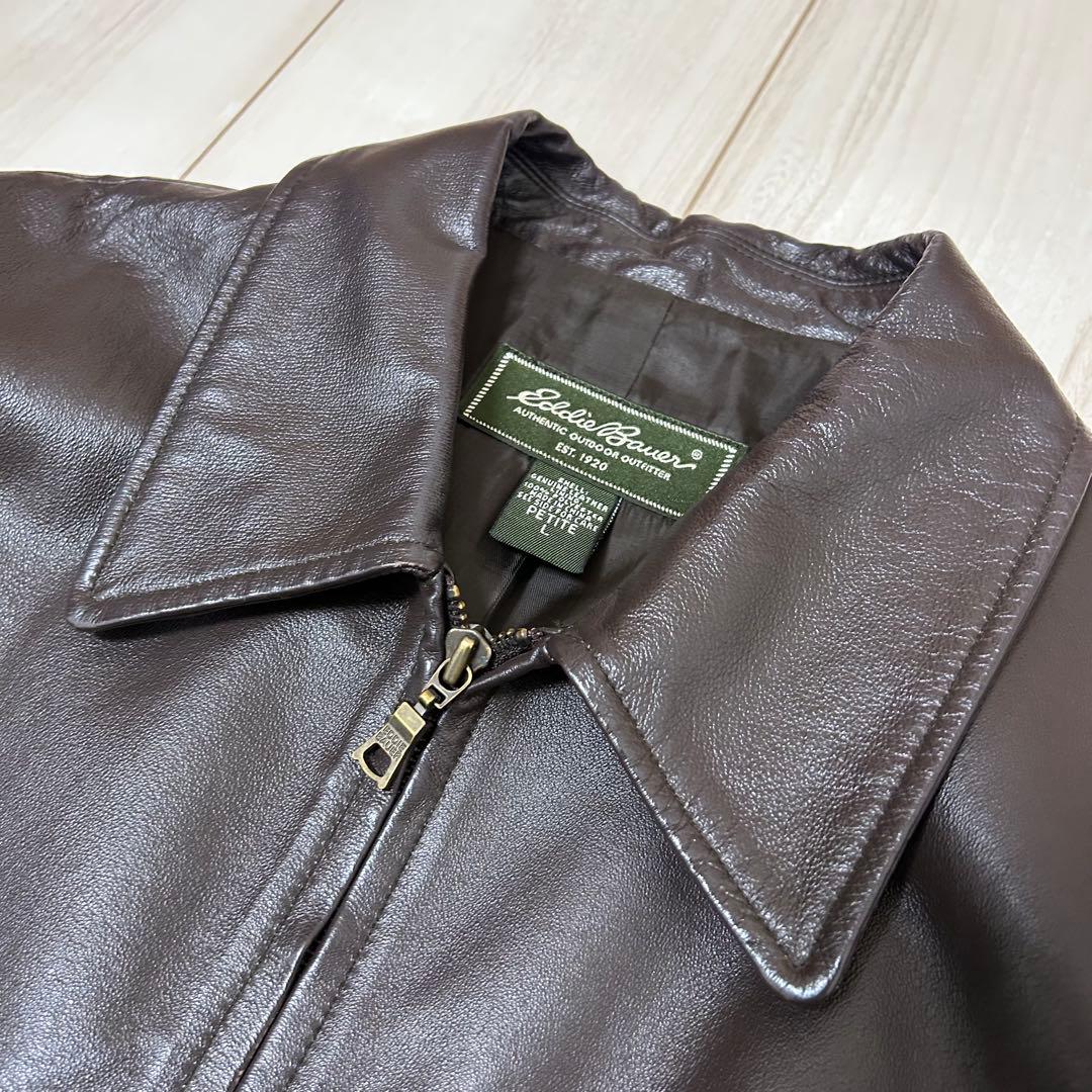【90s】EDDIE BAUER エディーバウアー レザージャケット ブラウン