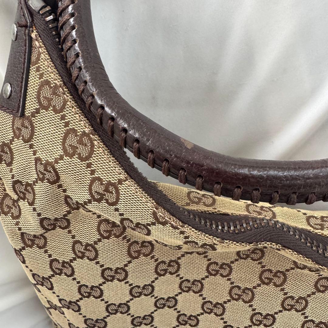 希少 グッチ ワンショルダーバッグ ハンドバッグ GGキャンバス レザー