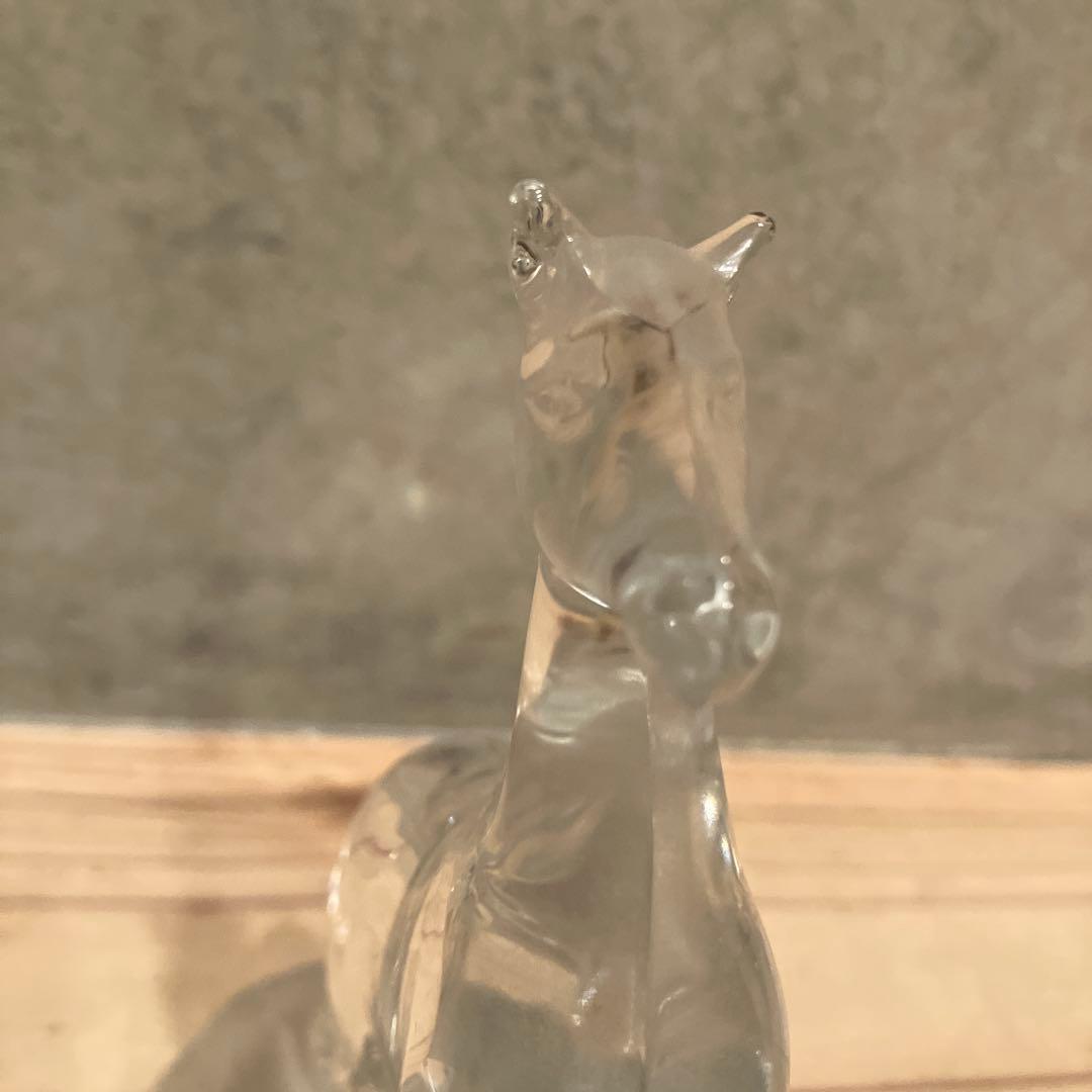 美品 ヴィンテージ ガラス 馬　りんご 置物 オブジェ ずっしり　クリスタル