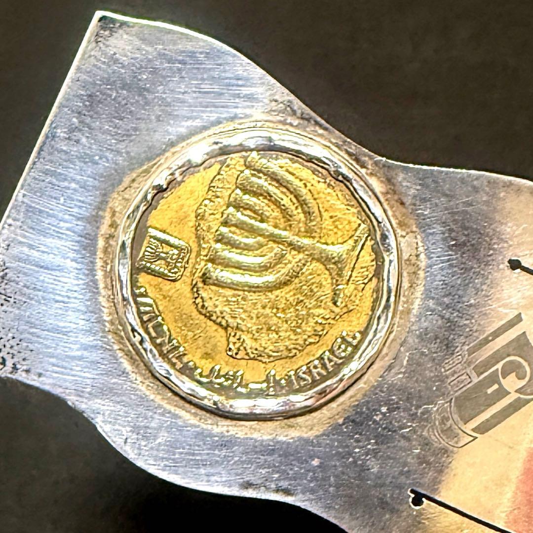 イスラエル産 10アゴロット燭台 シルバー925 しおり 箱付 硬貨ヴィンテージ