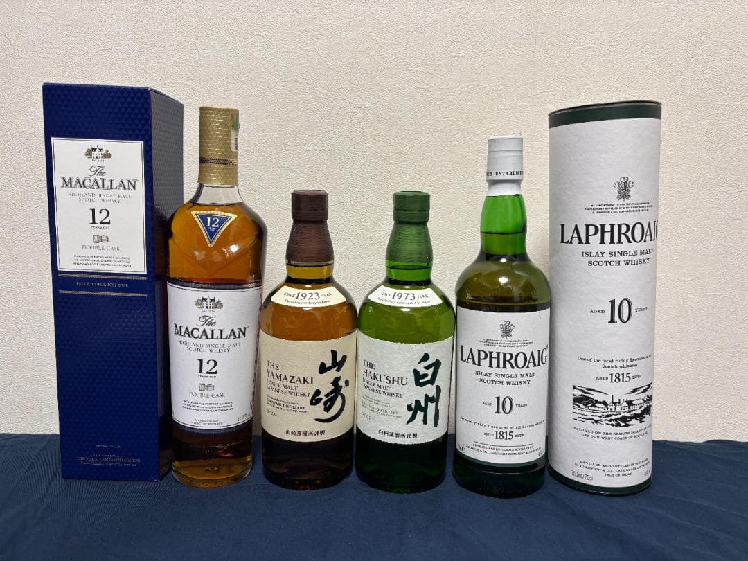 山崎NV　白州NV　ラフロイグ10年　マッカラン12年